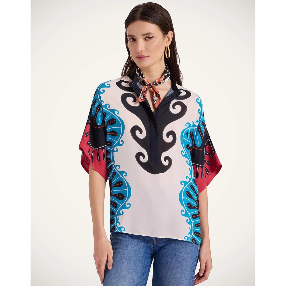 La DoubleJ x Mother Estelle‎ blouse size XL silk crepe print NWT $730 - Picture 2 of 8